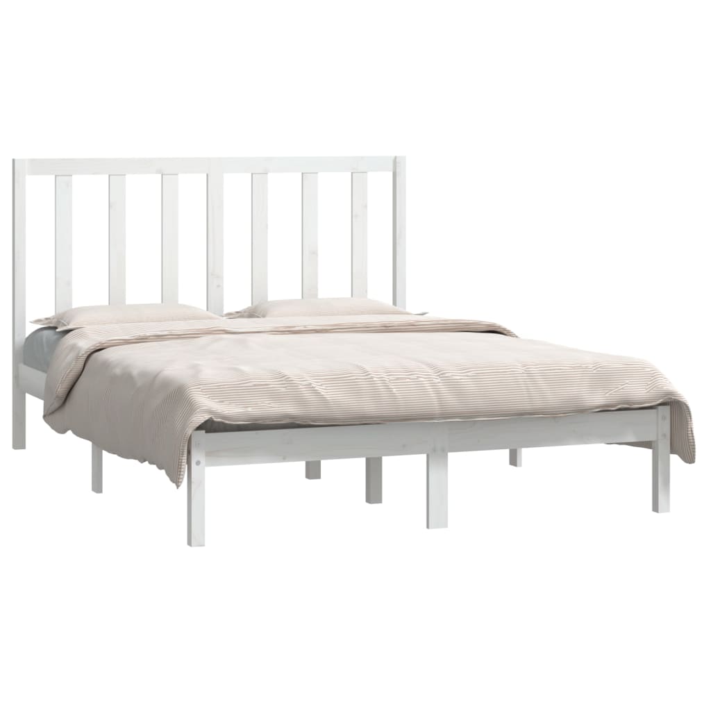 Estrutura de cama 140x190 cm madeira de pinho maciça branco