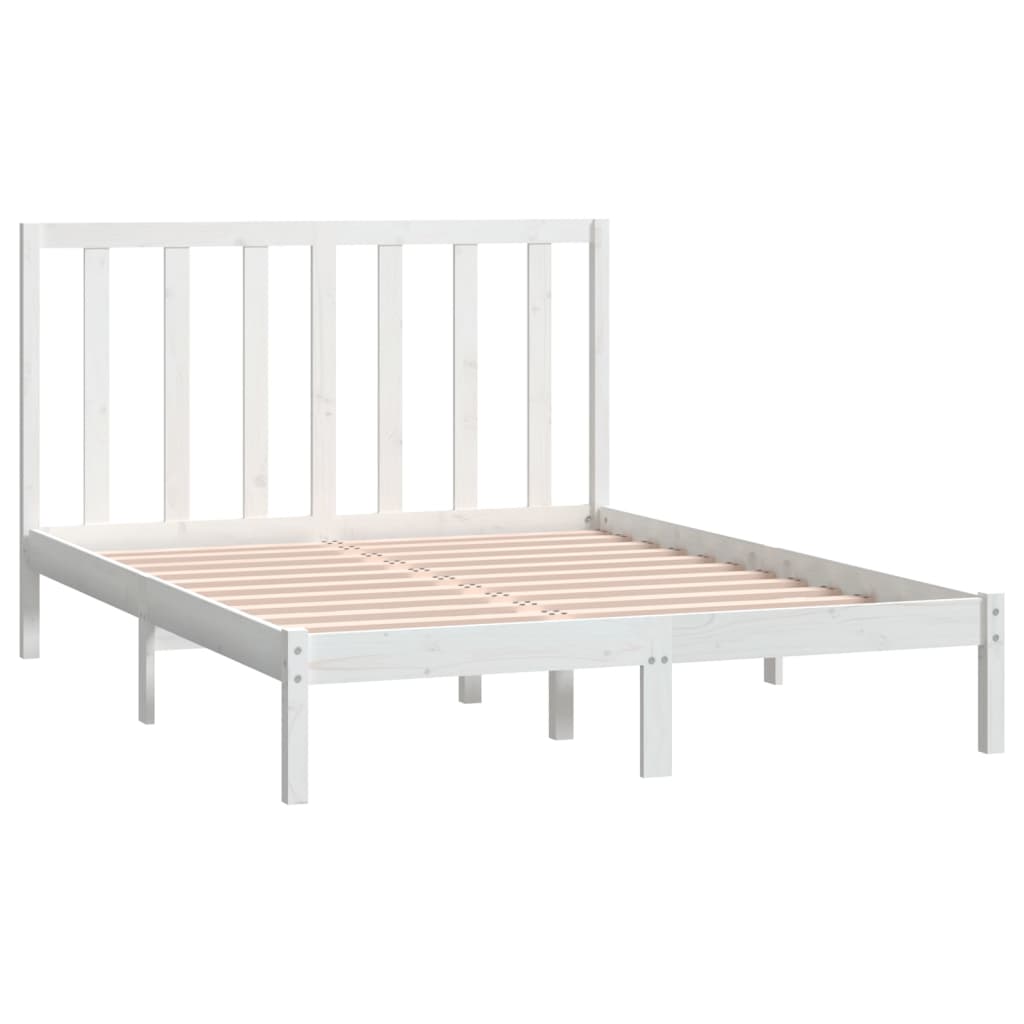 Estrutura de cama 140x190 cm madeira de pinho maciça branco