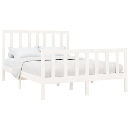 Estrutura de cama 140x190 cm madeira de pinho maciça branco