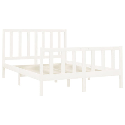 Estrutura de cama 140x190 cm madeira de pinho maciça branco