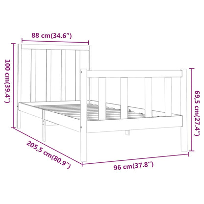 Estrutura de cama 90 x 200 cm pinho maciço