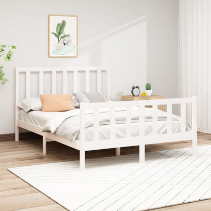 Estrutura de cama 140x200 cm madeira de pinho maciça branco