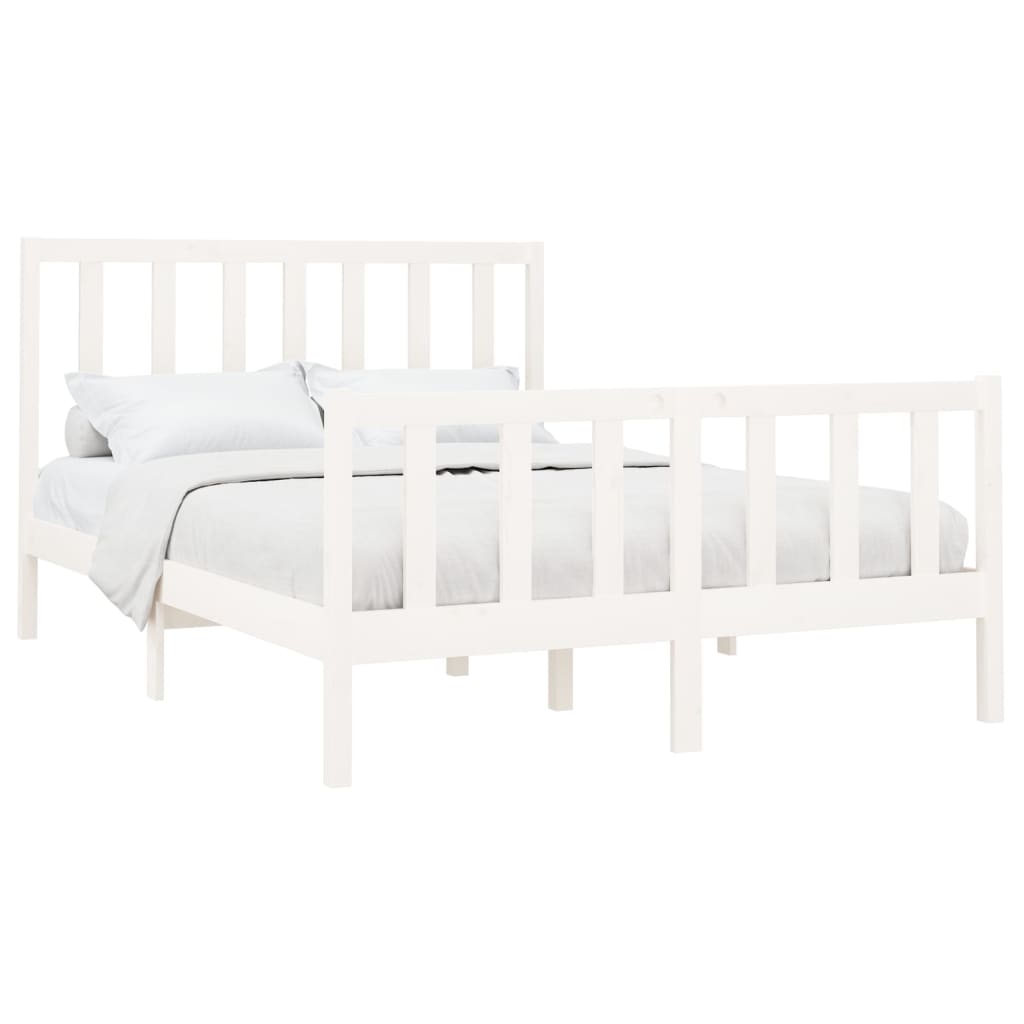 Estrutura de cama king 150x200 cm pinho maciço branco