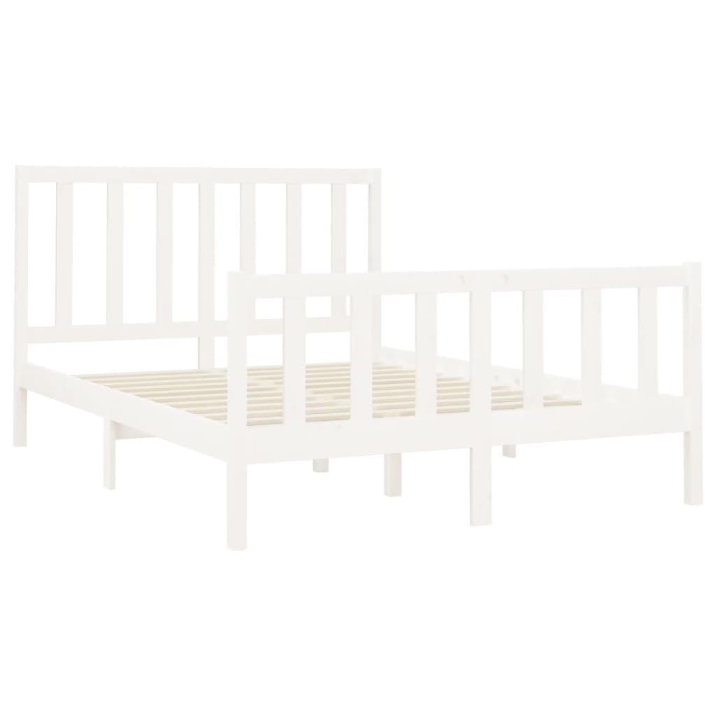 Estrutura de cama king 150x200 cm pinho maciço branco