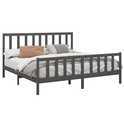 Estrutura de cama super king 180x200 cm pinho maciço cinza