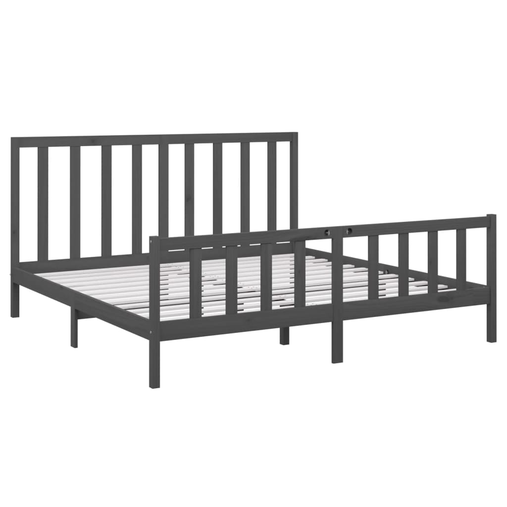 Estrutura de cama super king 180x200 cm pinho maciço cinza