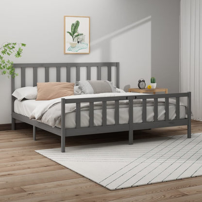 Estrutura de cama super king 180x200 cm pinho maciço cinza