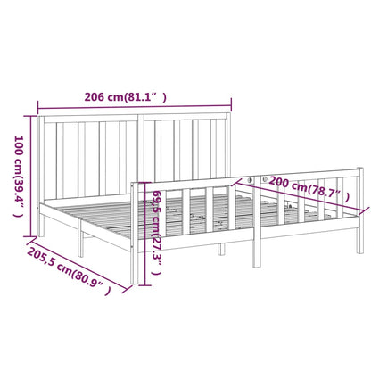 Estrutura de cama 200x200 cm madeira de pinho maciça