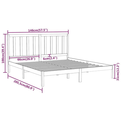 Estrutura de cama 140x200 cm madeira maciça castanho-mel