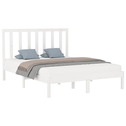 Estrutura de cama king 150x200 cm madeira maciça branco