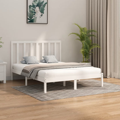 Estrutura de cama king 150x200 cm madeira maciça branco