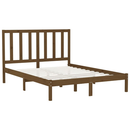 Estrutura cama king 150x200 cm madeira maciça castanho-mel