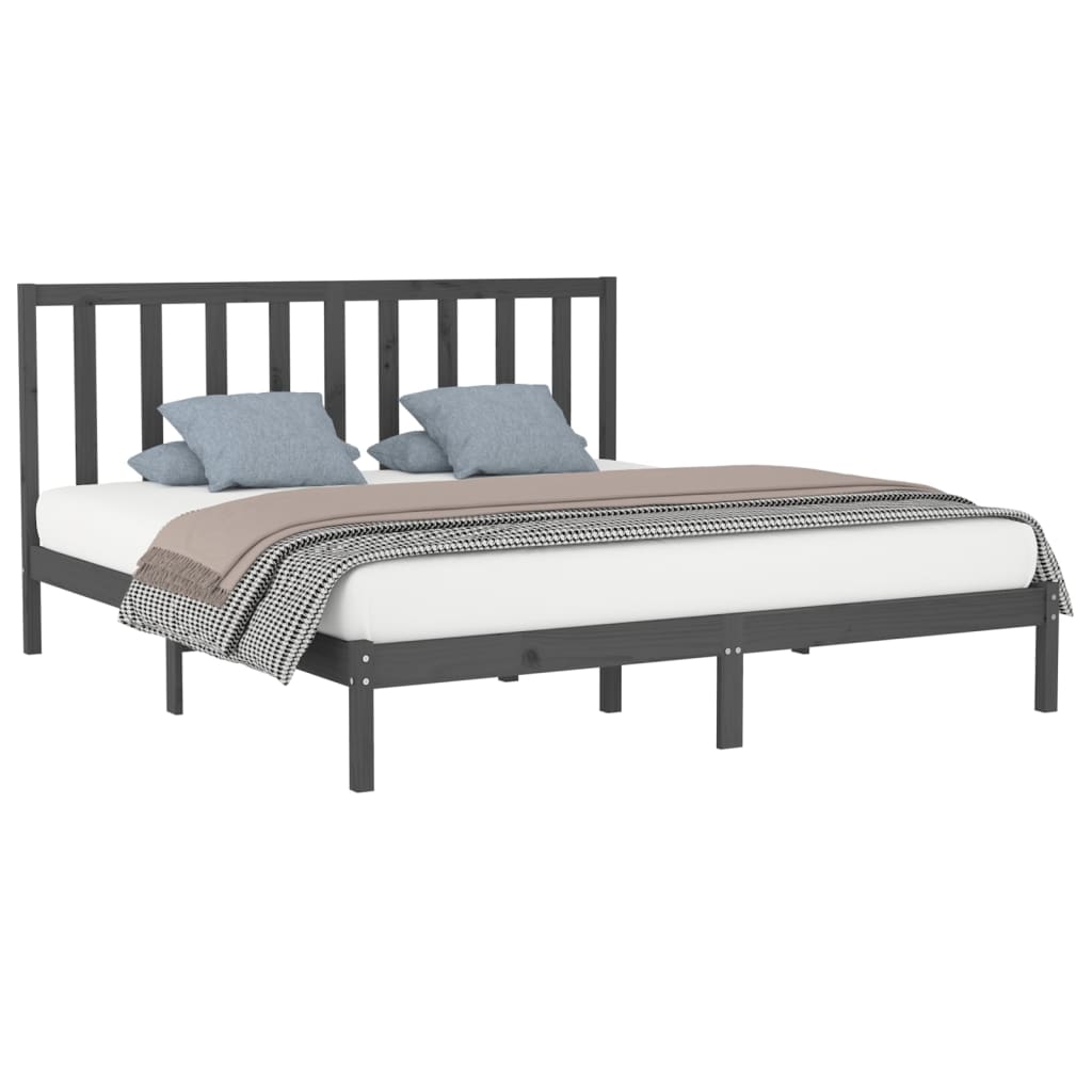 Estrutura de cama super king 180x200 cm madeira maciça cinza