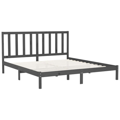 Estrutura de cama super king 180x200 cm madeira maciça cinza