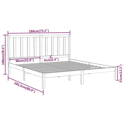 Estrutura de cama super king 180x200 cm madeira maciça cinza