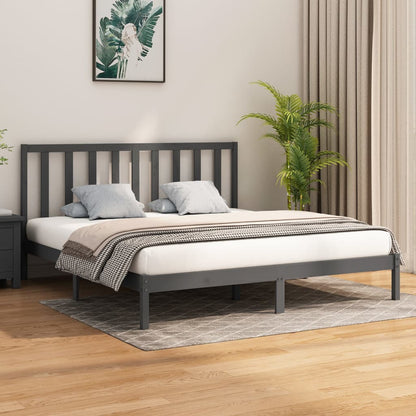 Estrutura de cama super king 180x200 cm madeira maciça cinza