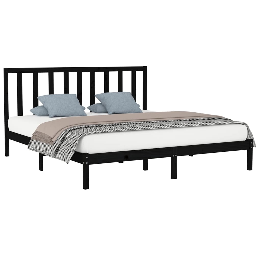 Estrutura de cama super king 180x200 cm madeira maciça preto