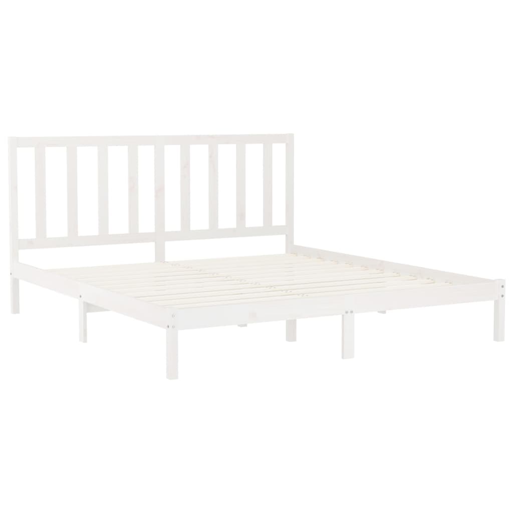 Estrutura de cama 200x200 cm madeira maciça branco