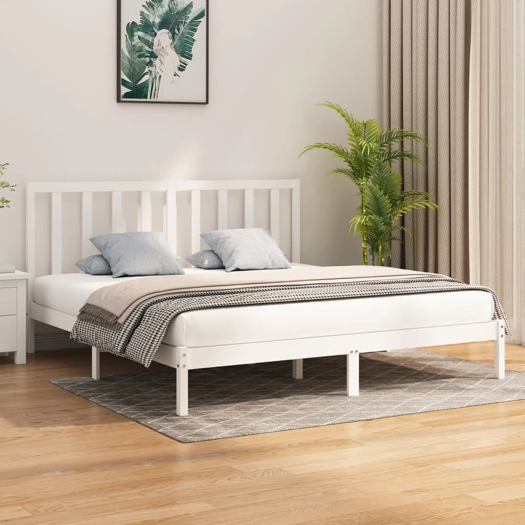 Estrutura de cama 200x200 cm madeira maciça branco