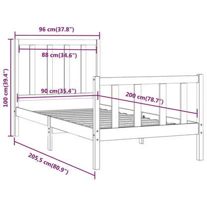 Estrutura de cama 90x200 cm madeira maciça castanho mel