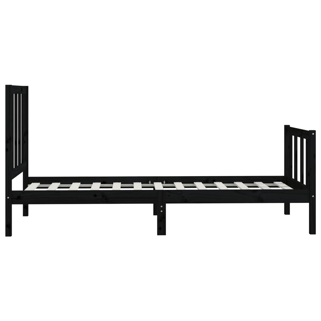 Estrutura cama de solteiro 90x200 cm madeira maciça preto