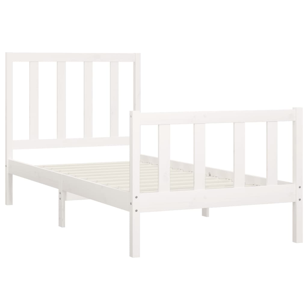 Estrutura de cama 100x200 cm madeira maciça branco