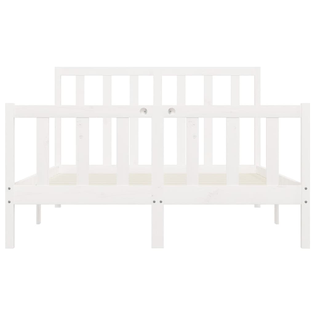 Estrutura de cama 140x200 cm madeira maciça branco