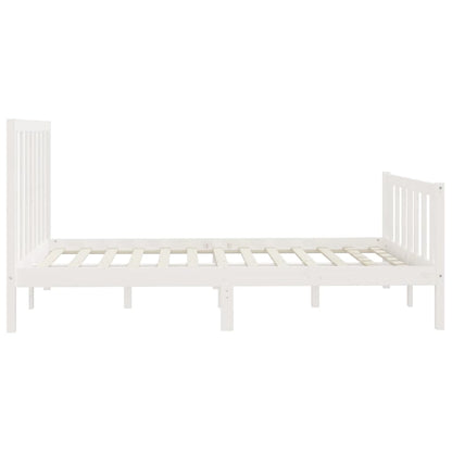 Estrutura de cama 140x200 cm madeira maciça branco