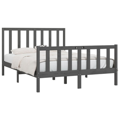 Estrutura de cama king 150x200 cm madeira maciça cinza