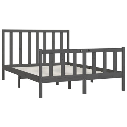 Estrutura de cama king 150x200 cm madeira maciça cinza