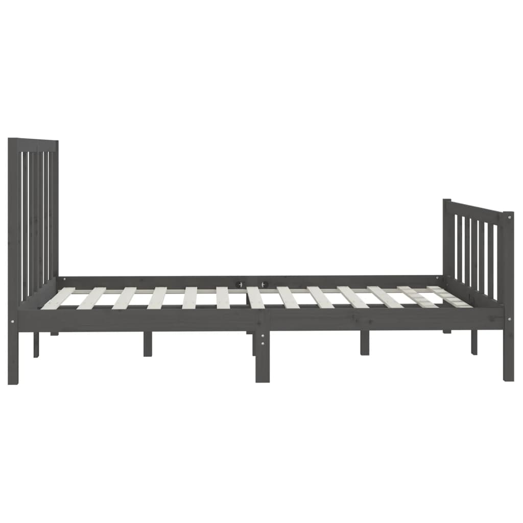 Estrutura de cama king 150x200 cm madeira maciça cinza