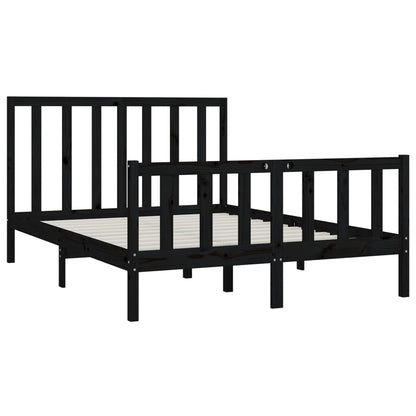 Estrutura de cama king 150x200 cm madeira maciça preto