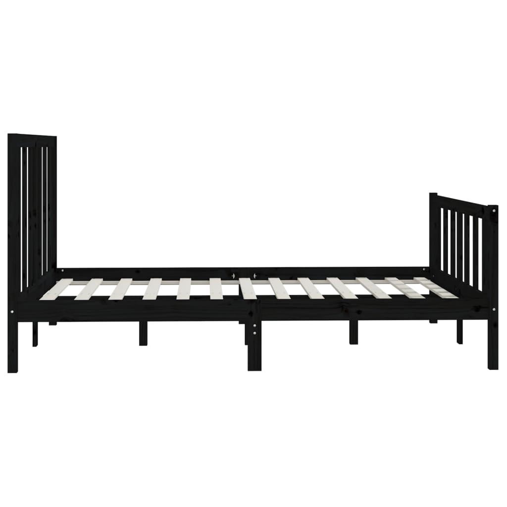 Estrutura de cama king 150x200 cm madeira maciça preto