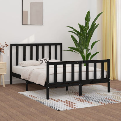 Estrutura de cama king 150x200 cm madeira maciça preto