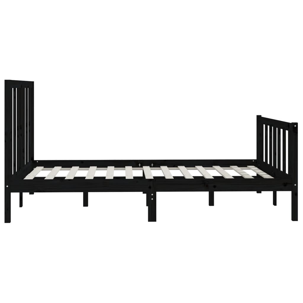 Estrutura de cama 160x200 cm pinho maciço preto