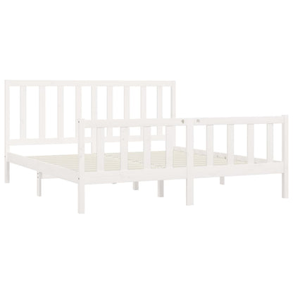 Estrutura de cama super king pinho maciço 180x200 cm branco