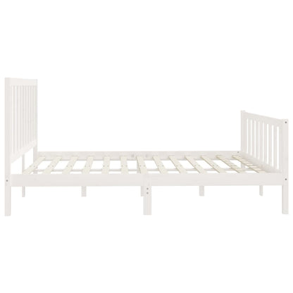 Estrutura de cama super king pinho maciço 180x200 cm branco