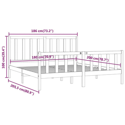 Estrutura de cama super king pinho maciço 180x200 cm branco