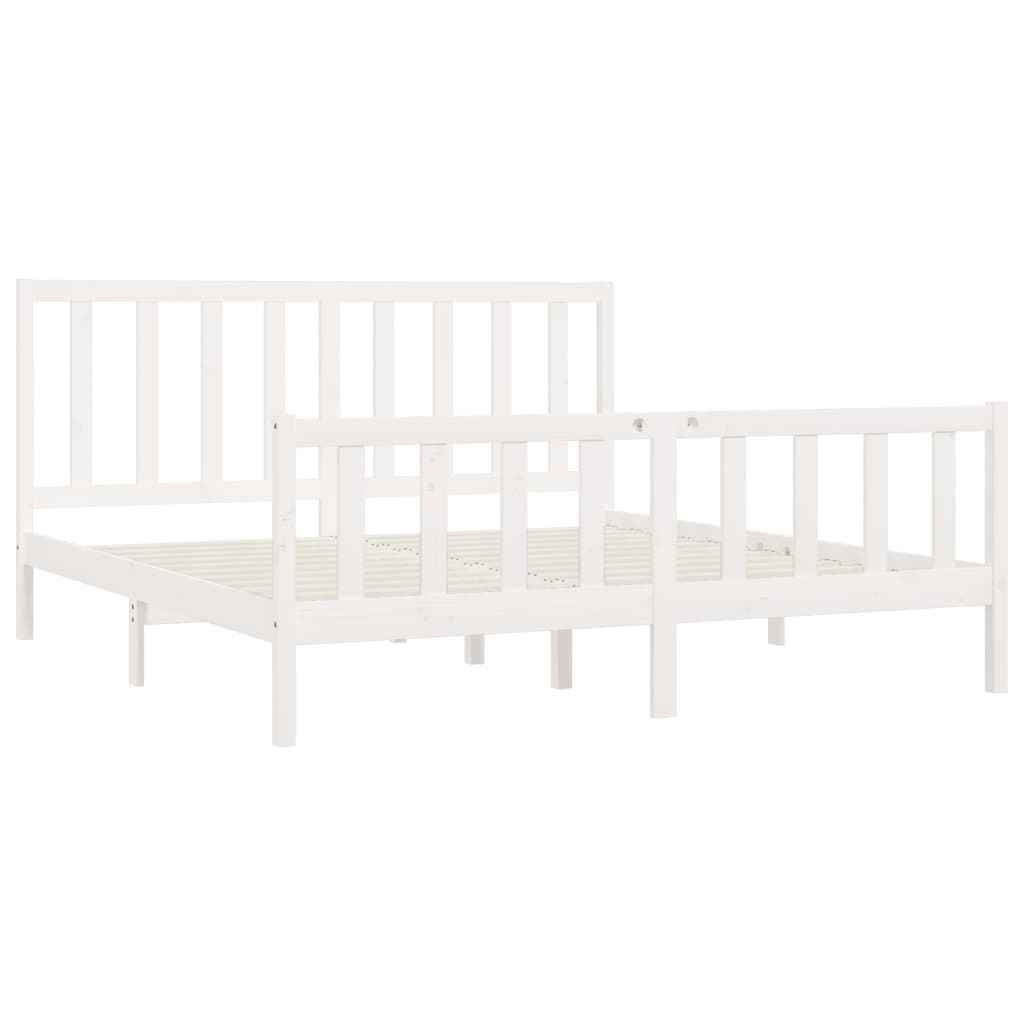 Estrutura de cama 200x200 cm madeira maciça branco