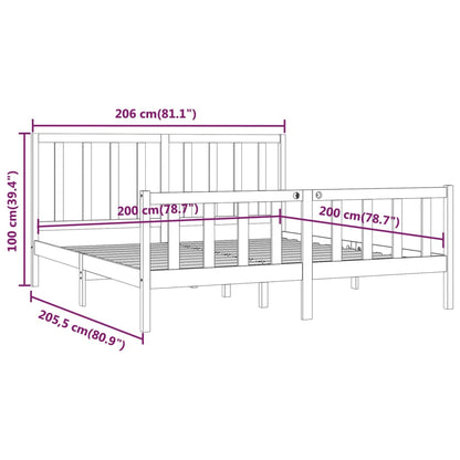 Estrutura de cama 200x200 cm madeira maciça branco