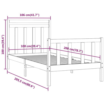 Estrutura de cama 100x200 cm pinho maciço branco