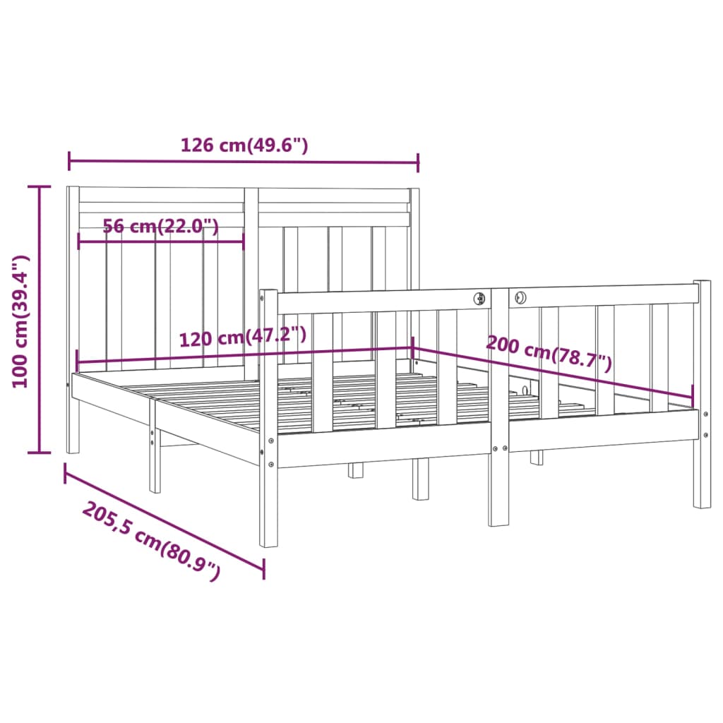 Estrutura de cama 120x200 cm pinho maciço branco