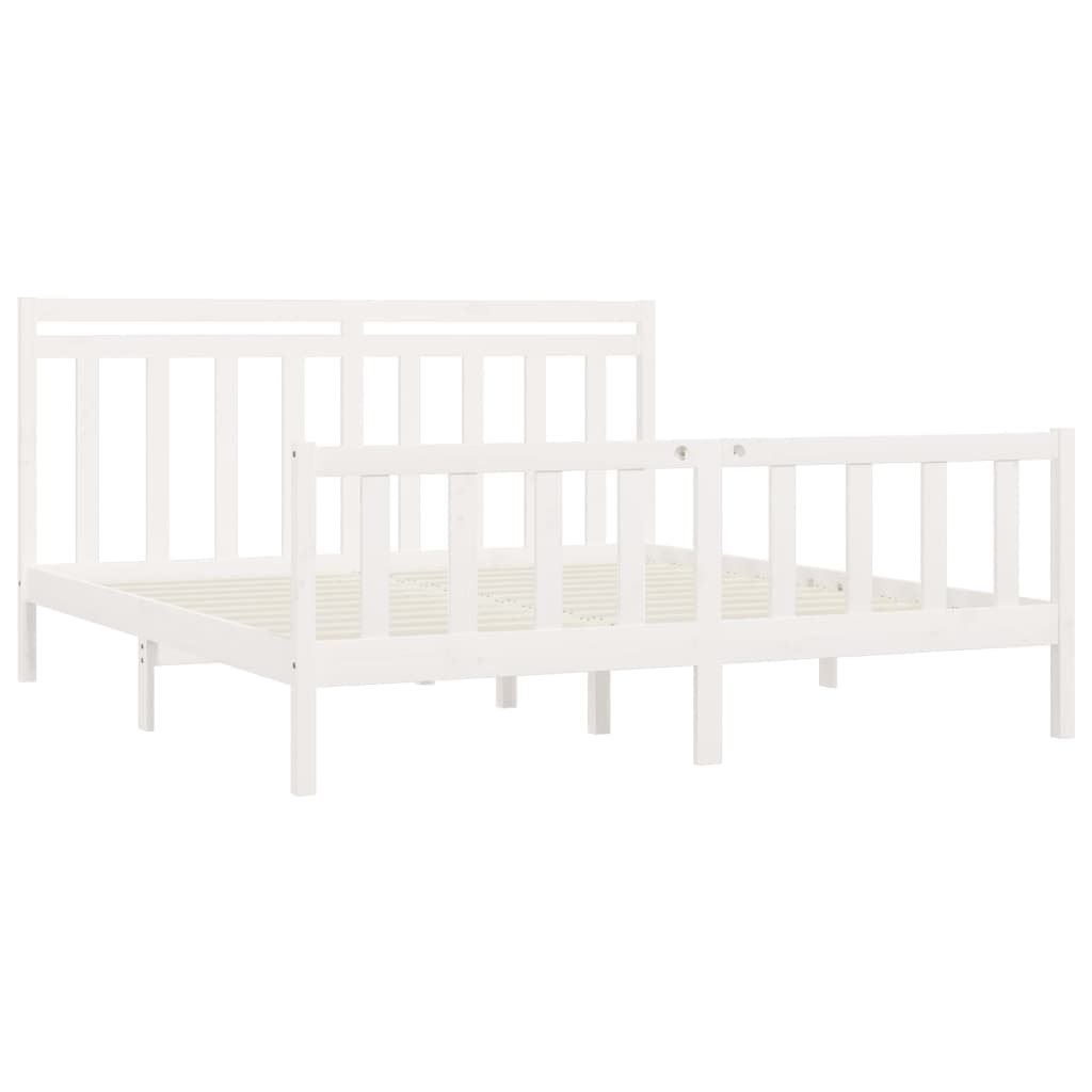 Estrutura de cama super king 180x200 cm pinho maciço branco