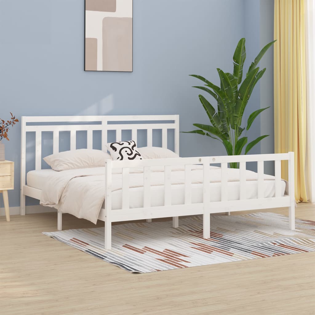 Estrutura de cama super king 180x200 cm pinho maciço branco