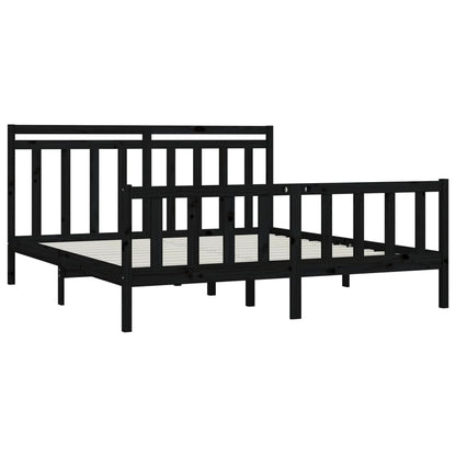 Estrutura de cama super king 180x200 cm pinho maciço preto