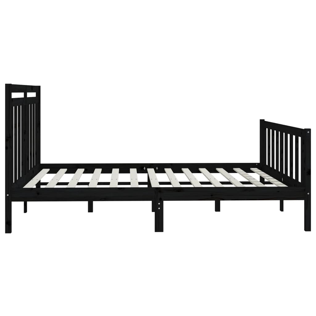 Estrutura de cama super king 180x200 cm pinho maciço preto