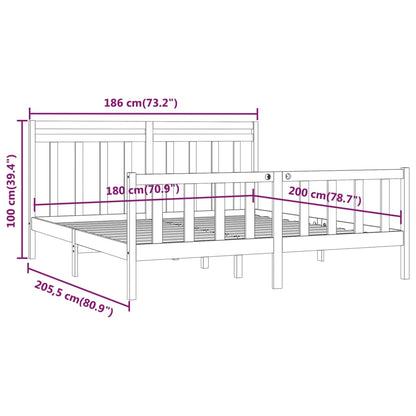 Estrutura de cama super king 180x200 cm pinho maciço preto