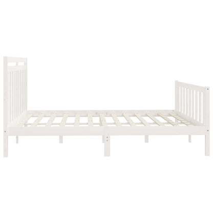 Estrutura de cama 200x200 cm madeira de pinho maciça branco