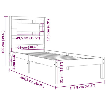 Estrutura de cama 100x200 cm pinho maciço