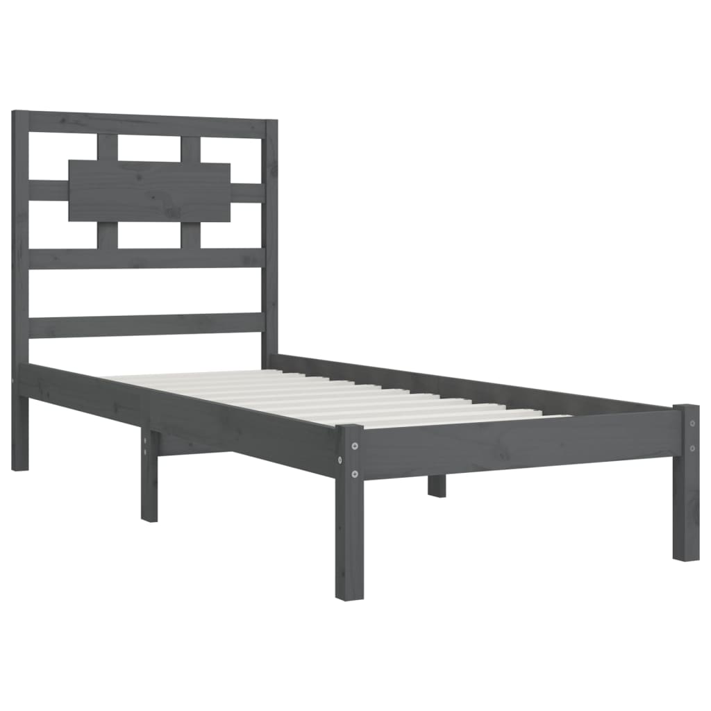 Estrutura de cama 100x200 cm pinho maciço cinzento